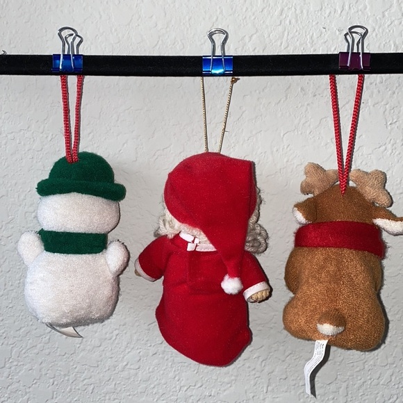 Vintage Christmas Fabric Ornaments Snow man Santa and Reindeer - Picture 5 of 12